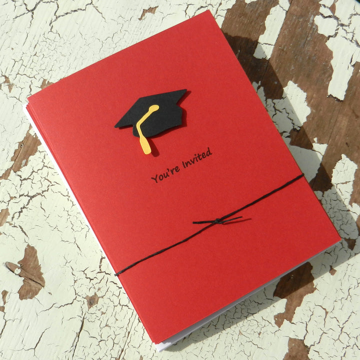 White Graduation Invitations Pack of 10 Graduation Cap
