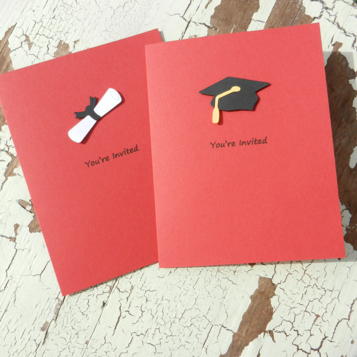 White Graduation Invitations Pack of 10 Graduation Cap