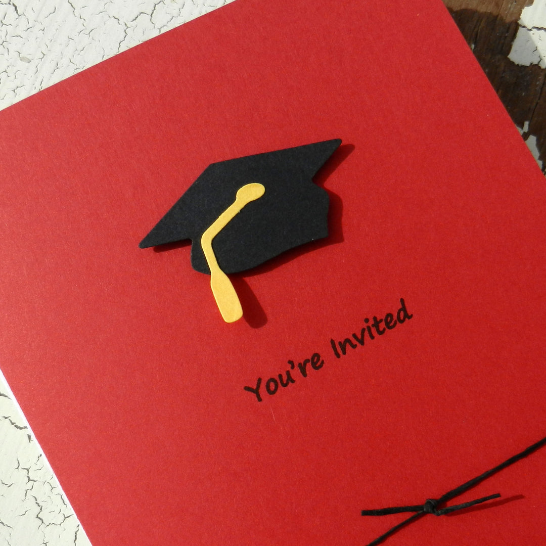 White Graduation Invitations Pack of 10 Graduation Cap