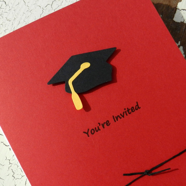 White Graduation Invitations Pack of 10 Graduation Cap