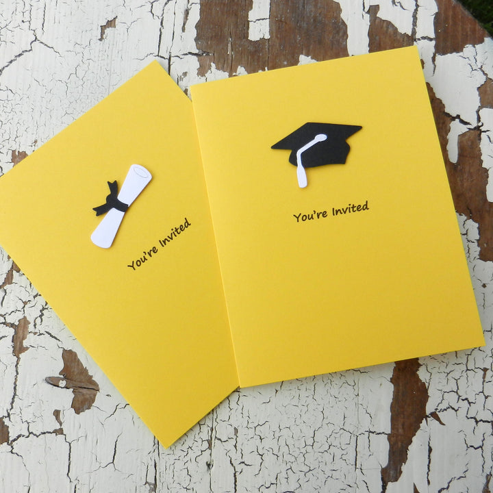 White Graduation Invitations Pack of 10 Graduation Cap