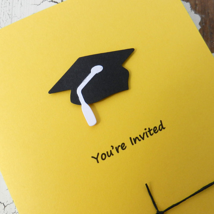 White Graduation Invitations Pack of 10 Graduation Cap