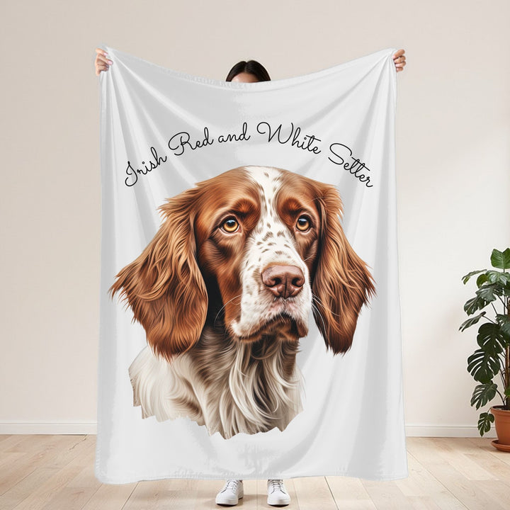 Irish Red and White Setter Portrait Velveteen Plush Blanket