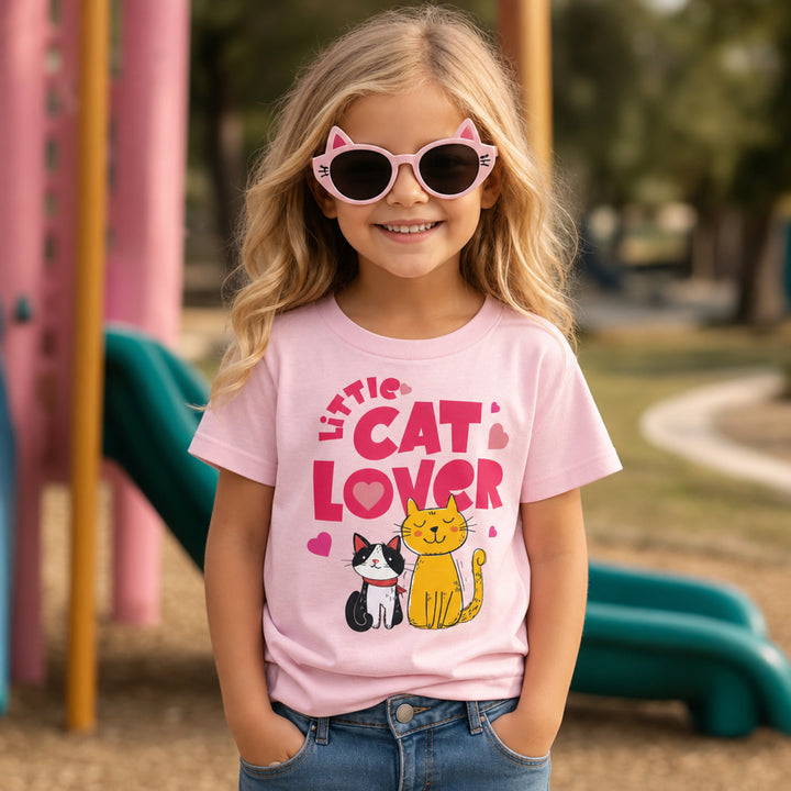 Little Cat Lover Kids T-shirt | Cute Cartoon Cats, Heart Design