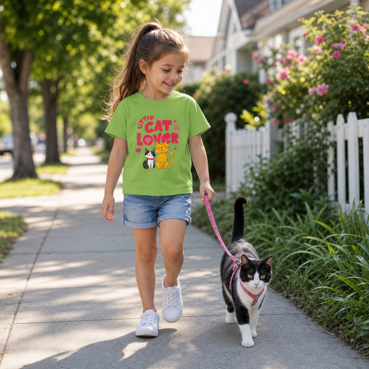 Little Cat Lover Kids T-shirt | Cute Cartoon Cats, Heart Design