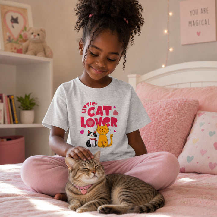 Little Cat Lover Kids T-shirt | Cute Cartoon Cats, Heart Design
