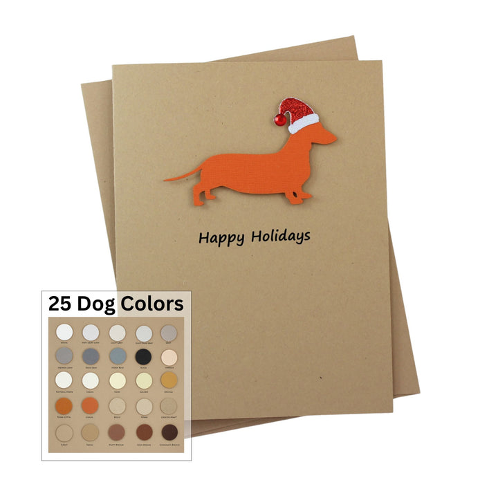 Smooth Dachshund Christmas Card | Single or Pack of 10 | 25 Dog Colors | Choose Phrase - Embellish by Jackie - Handmade Greeting Cards