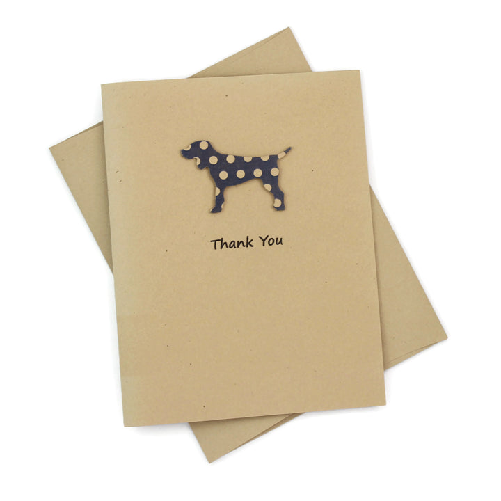 Standard Dog Thank You Notecard | Handmade Generic Dog Thank You Greeting Card | Black Brown Yellow Dog | Single Card and Envelope | Limited Quantity