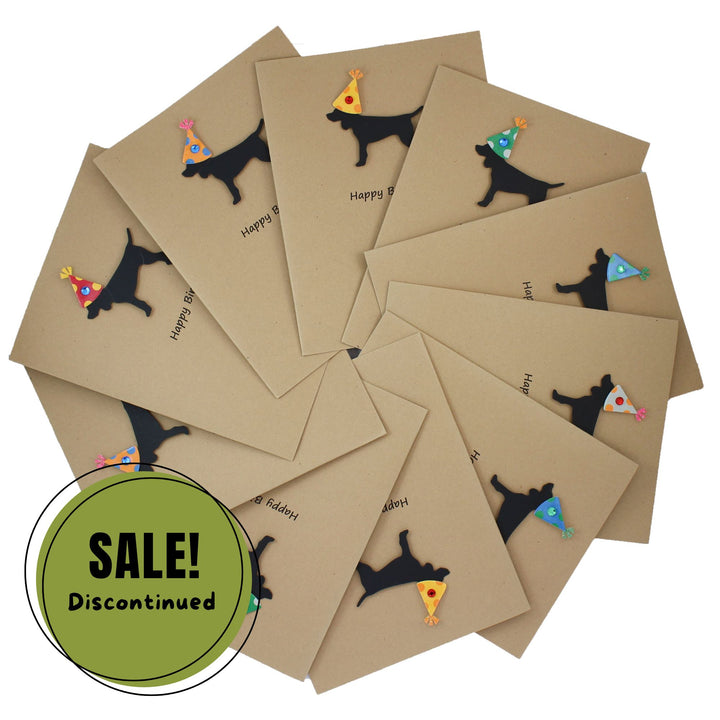 Standard Dog Birthday Cards - Handmade Black Dog Birthday Greeting Cards Pack of 10