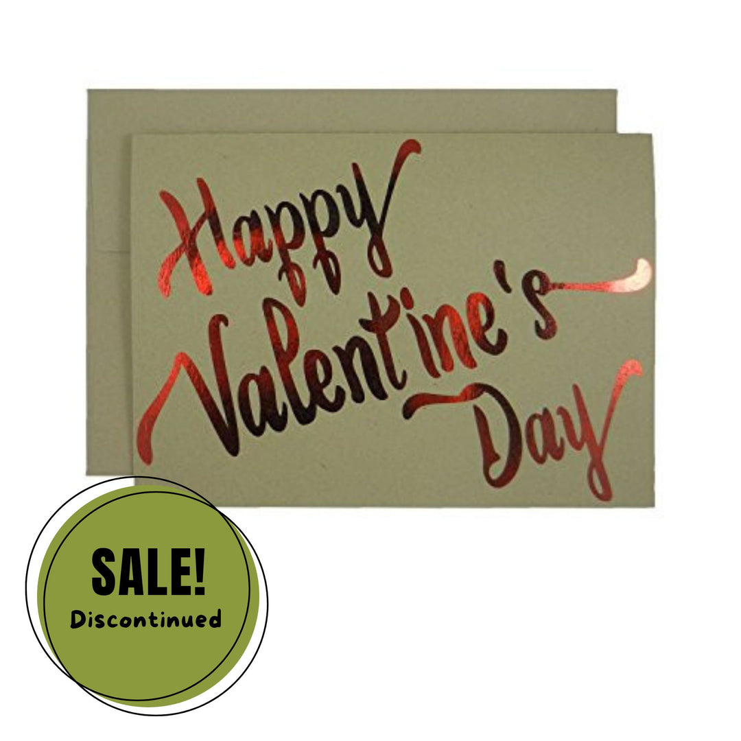 Red Foil Valentine's Day Card on Kraft Card stock - Happy Valentine's Day 5x7 Greeting Card Blank