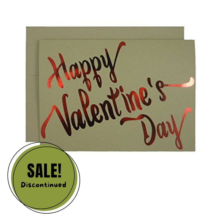 Red Foil Valentine's Day Card on Kraft Card stock - Happy Valentine's Day 5x7 Greeting Card Blank