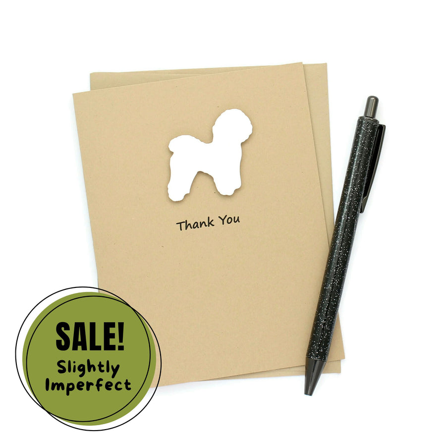 Bichon Frise Thank You Greeting Card Single | Handmade Dog Blank Notecard | Kraft Brown with Envelope | Pet Lover | White Fluffy Pet Lover - Embellish by Jackie - Handmade Greeting Cards