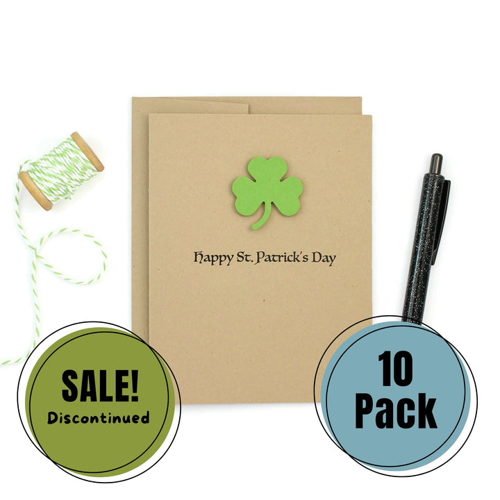 St. Patrick's Day Notecard | Handmade Shamrock St Patricks Greeting Card | 10 Pack - Embellish by Jackie - Handmade Greeting Cards