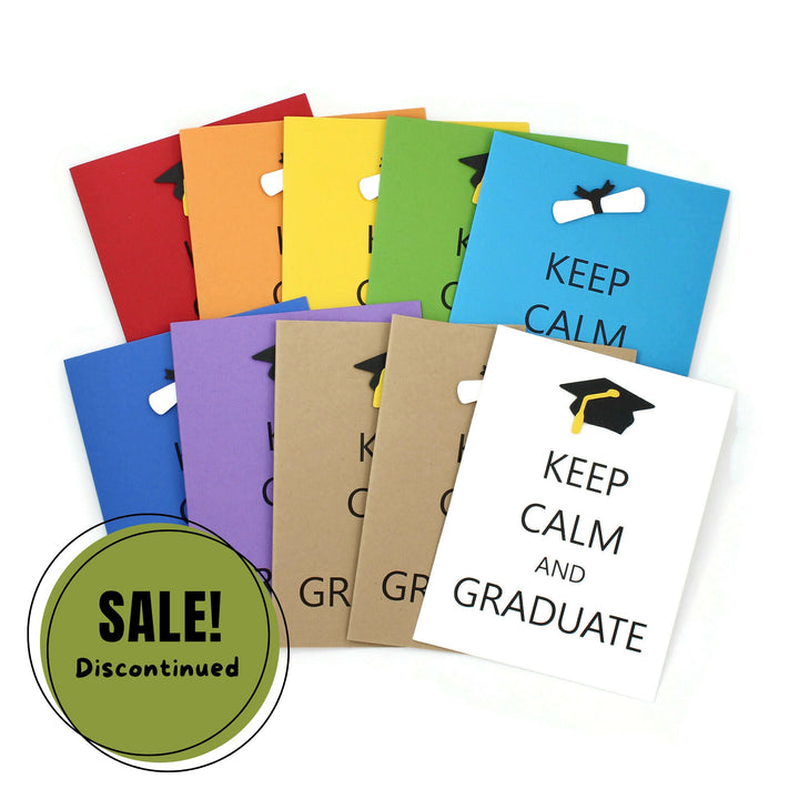 Graduation Card Single | Handmade Grad Cap or Diploma Notecards | Keep Calm and Graduate | Discontinued Blank Inside