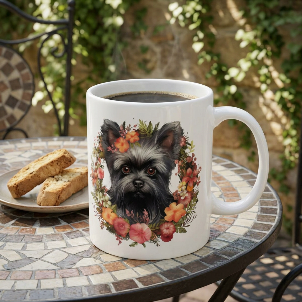 Affenpinscher with Autumn Wreath Mug | Ceramic Coffee Cup