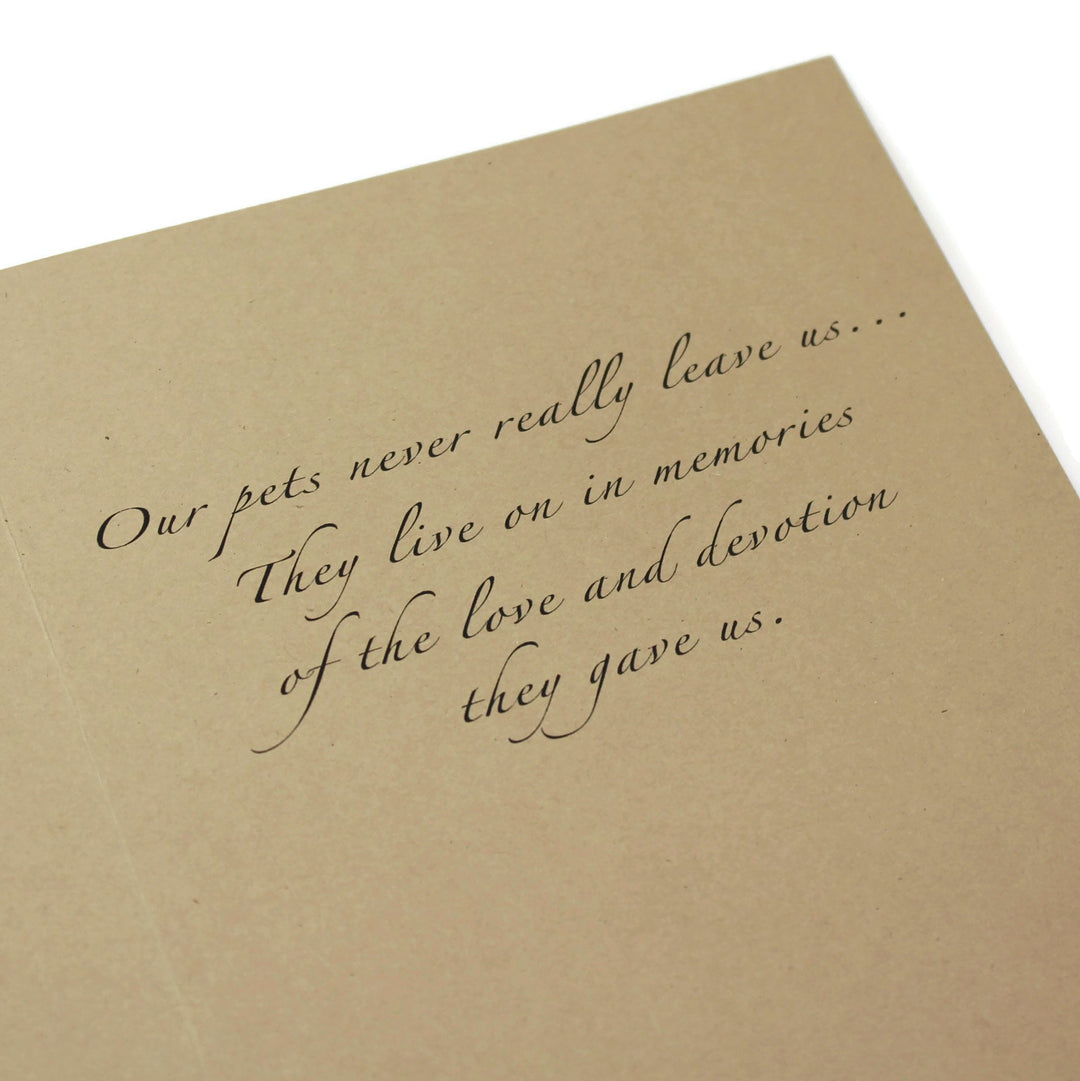 Black Cat Floral Wreath Sympathy Card | Kitty Silhouette | Handmade 5x7 Pet Condolences Greeting | Kraft Brown | Discount Overstock