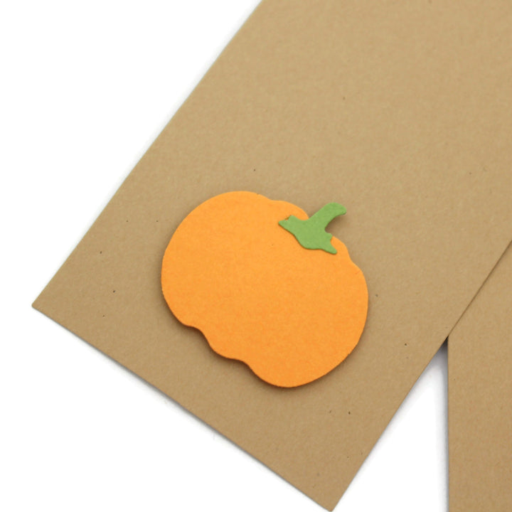 Pumpkin Halloween Gift Tags Pack of 6 | Handmade Halloween Decor | Choose from 2 styles | Kraft Brown with Green ribbon