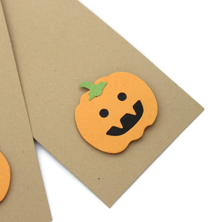 Pumpkin Halloween Gift Tags Pack of 6 | Handmade Halloween Decor | Choose from 2 styles | Kraft Brown with Green ribbon