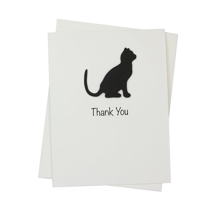 Handmade Black Cat Thank You Cards - Laser Cut Silhouette, White (10 Pack)