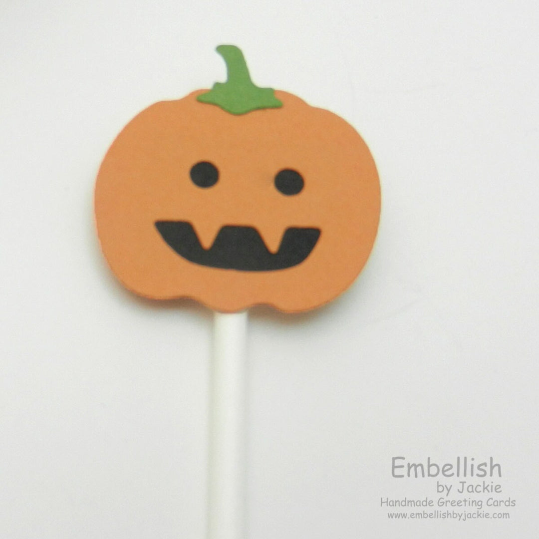 Pumpkin Cupcake Toppers - 12 Pack on Lollipop Sticks - Sample Sale Discount
