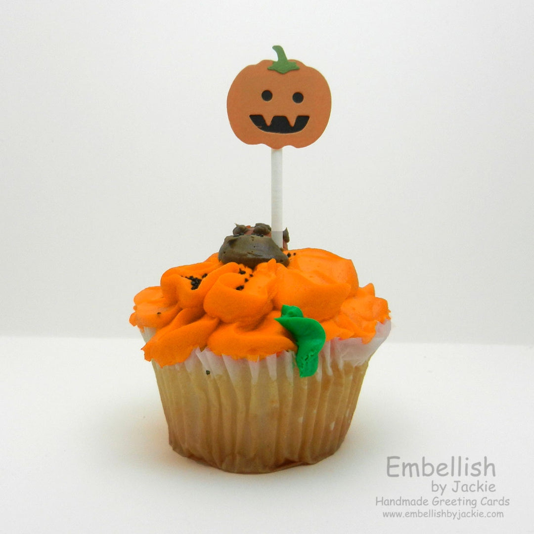 Pumpkin Cupcake Toppers - 12 Pack on Lollipop Sticks - Sample Sale Discount