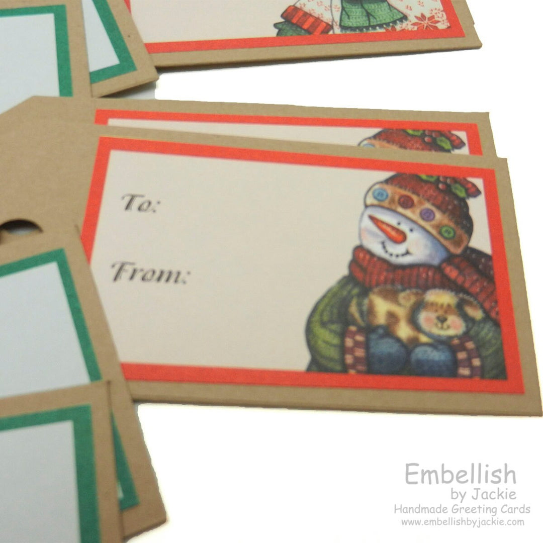 Christmas Tags - Handmade - Set of 8 - Red and White Bakers Twine