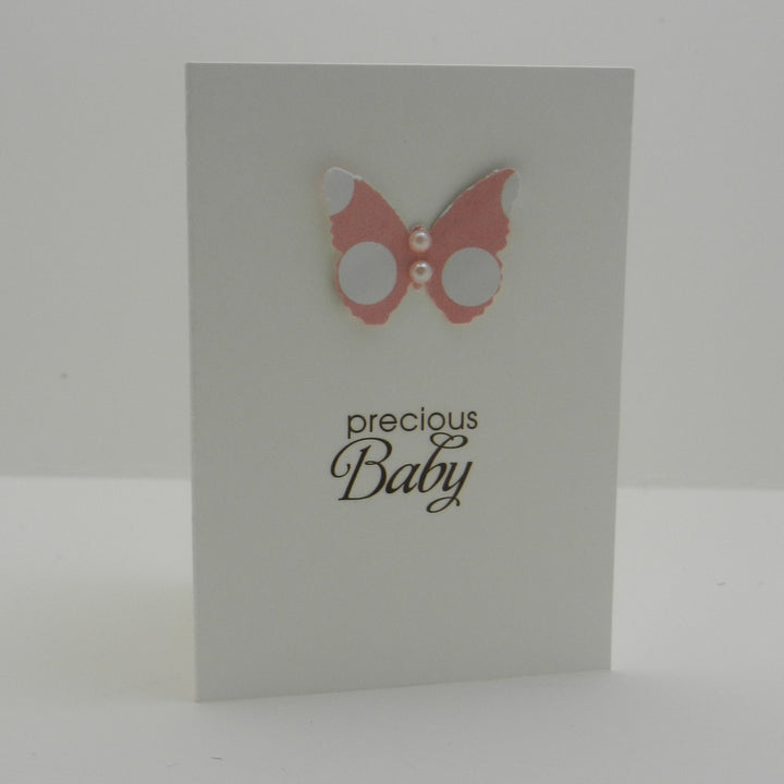Baby Gift Cards - Pack of 3 with Envelopes - Polka Dot Butterfly with Gems - Pink Blue Green - Precious Baby Mini Gift Cards Gift Tag
