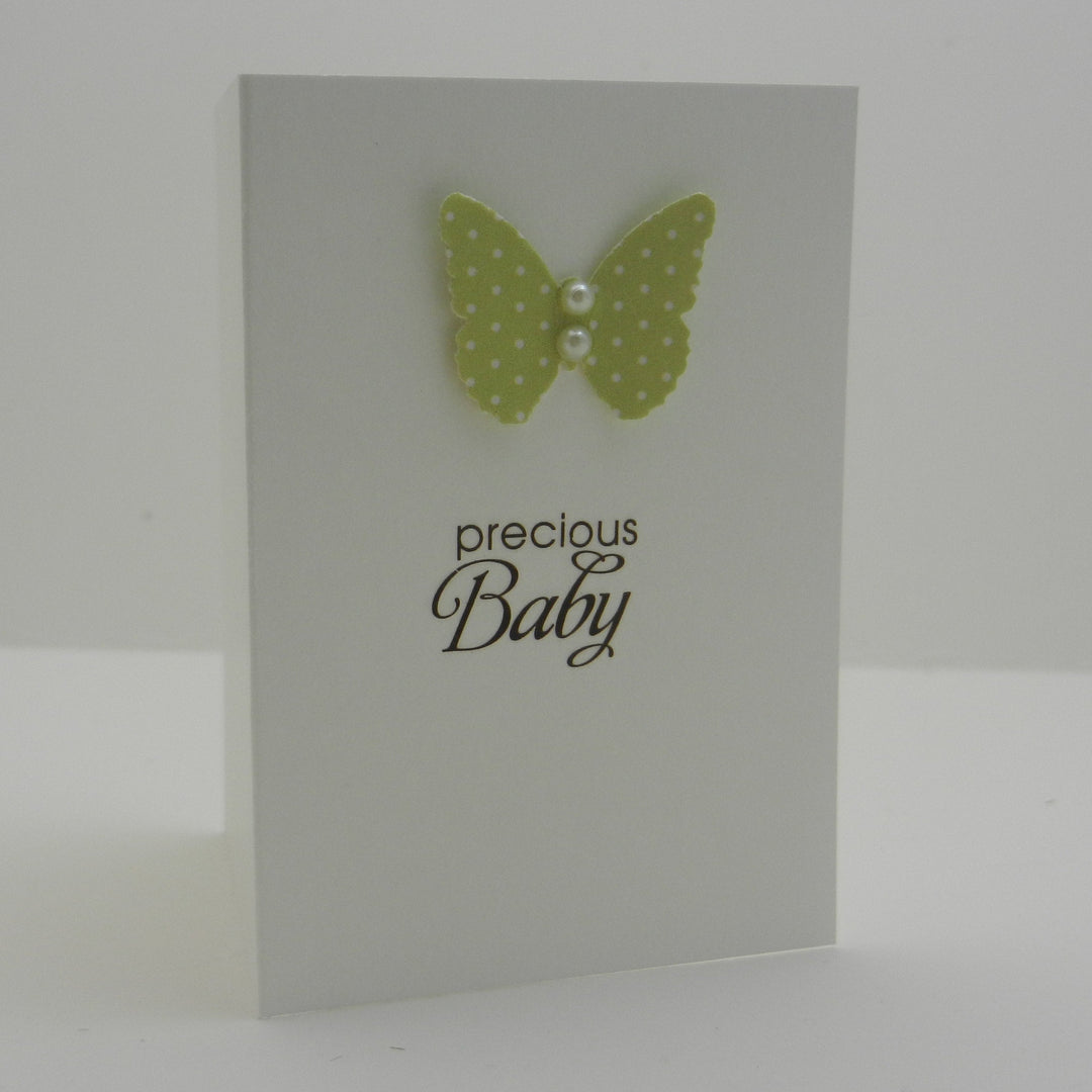 Baby Gift Cards - Pack of 3 with Envelopes - Polka Dot Butterfly with Gems - Pink Blue Green - Precious Baby Mini Gift Cards Gift Tag
