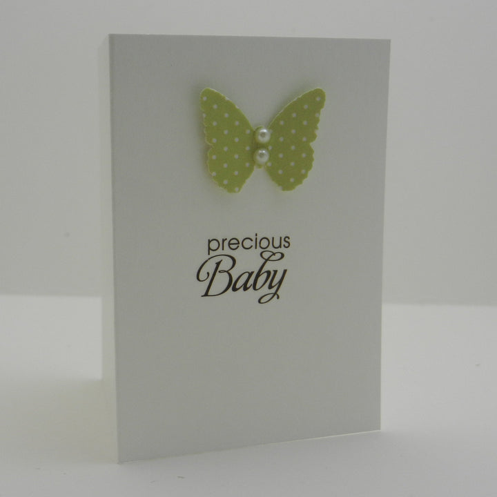 Baby Gift Cards - Pack of 3 with Envelopes - Polka Dot Butterfly with Gems - Pink Blue Green - Precious Baby Mini Gift Cards Gift Tag