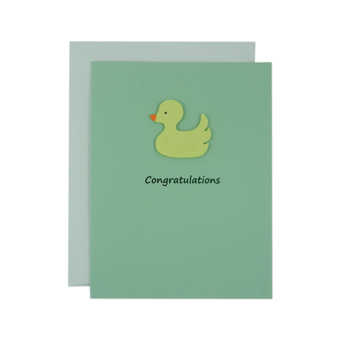 Yellow Duckie Congratulations Card | Baby Shower Greeting Card with Envelope Multiple Colors