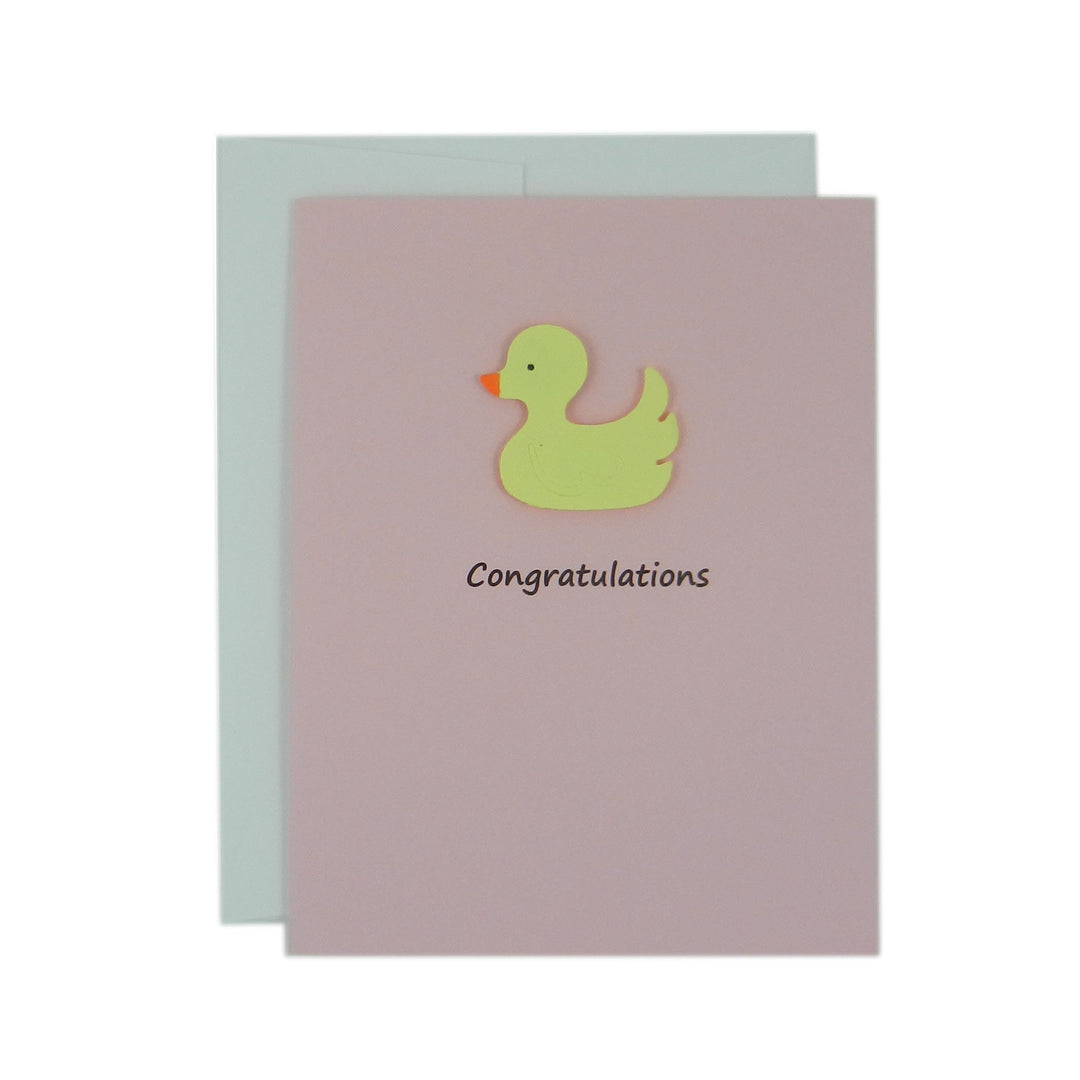 Yellow Duckie Congratulations Card | Baby Shower Greeting Card with Envelope Multiple Colors