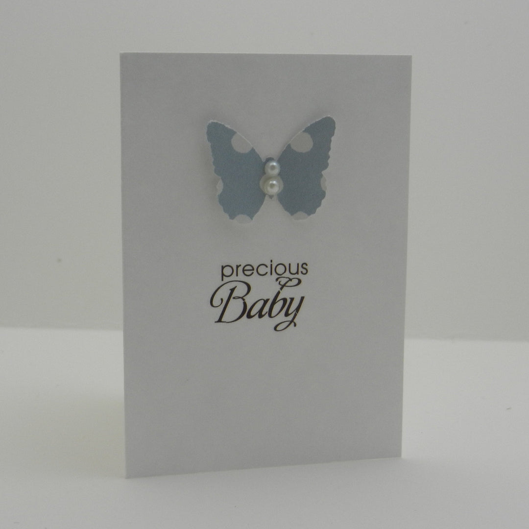 Baby Gift Cards - Pack of 3 with Envelopes - Polka Dot Butterfly with Gems - Pink Blue Green - Precious Baby Mini Gift Cards Gift Tag