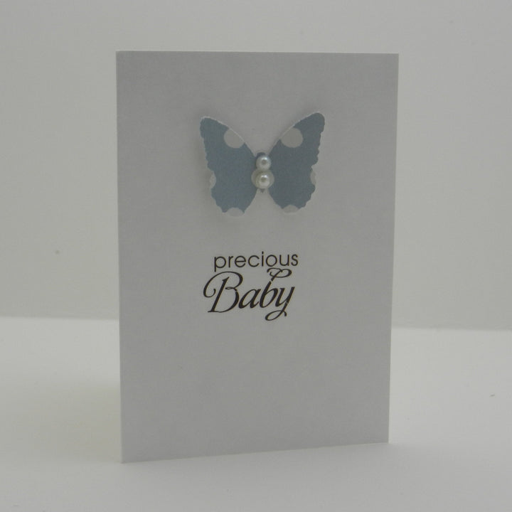 Baby Gift Cards - Pack of 3 with Envelopes - Polka Dot Butterfly with Gems - Pink Blue Green - Precious Baby Mini Gift Cards Gift Tag