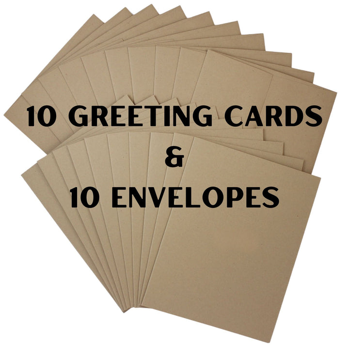 French Bulldog Blank Greeting Card Pack of 10 | Handmade Black Dog Blank Notecards | Kraft Brown with Envelope | Frenchie Lover