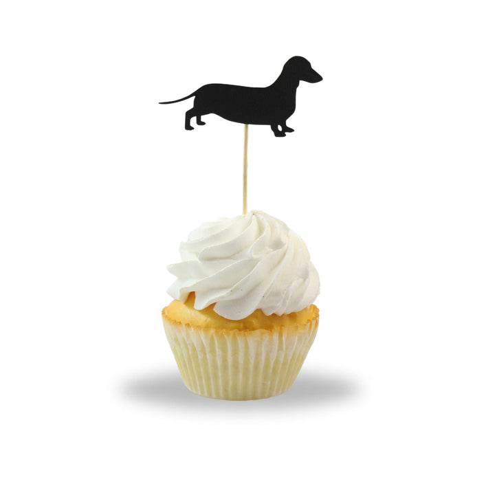 Dachshund Smooth Coat Cupcake Topper Set of 12 | Weiner Dog Cake Topper | Pet Decorations Birthday Party Decor | Custom 25 Dog Colors