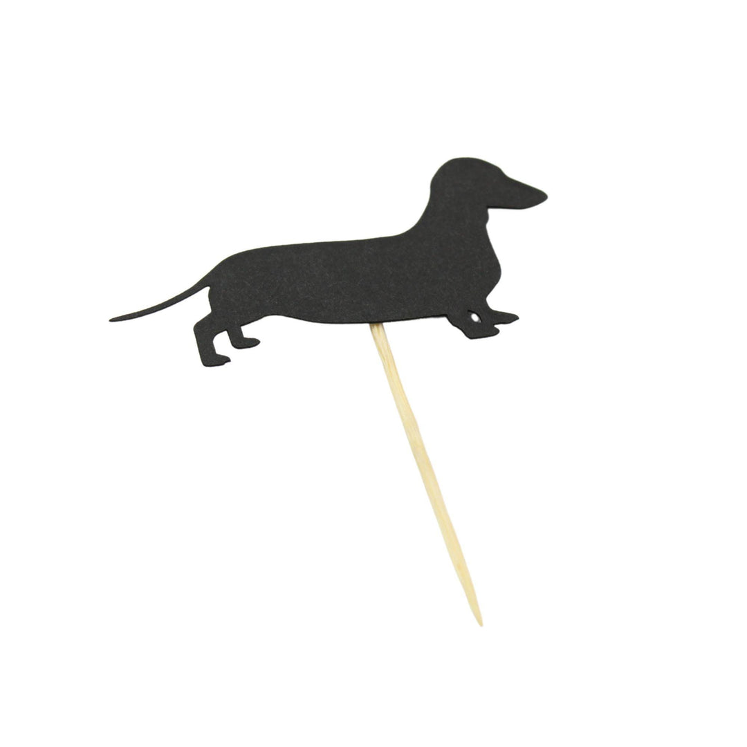 Dachshund Smooth Coat Cupcake Topper Set of 12 | Weiner Dog Cake Topper | Pet Decorations Birthday Party Decor | Custom 25 Dog Colors