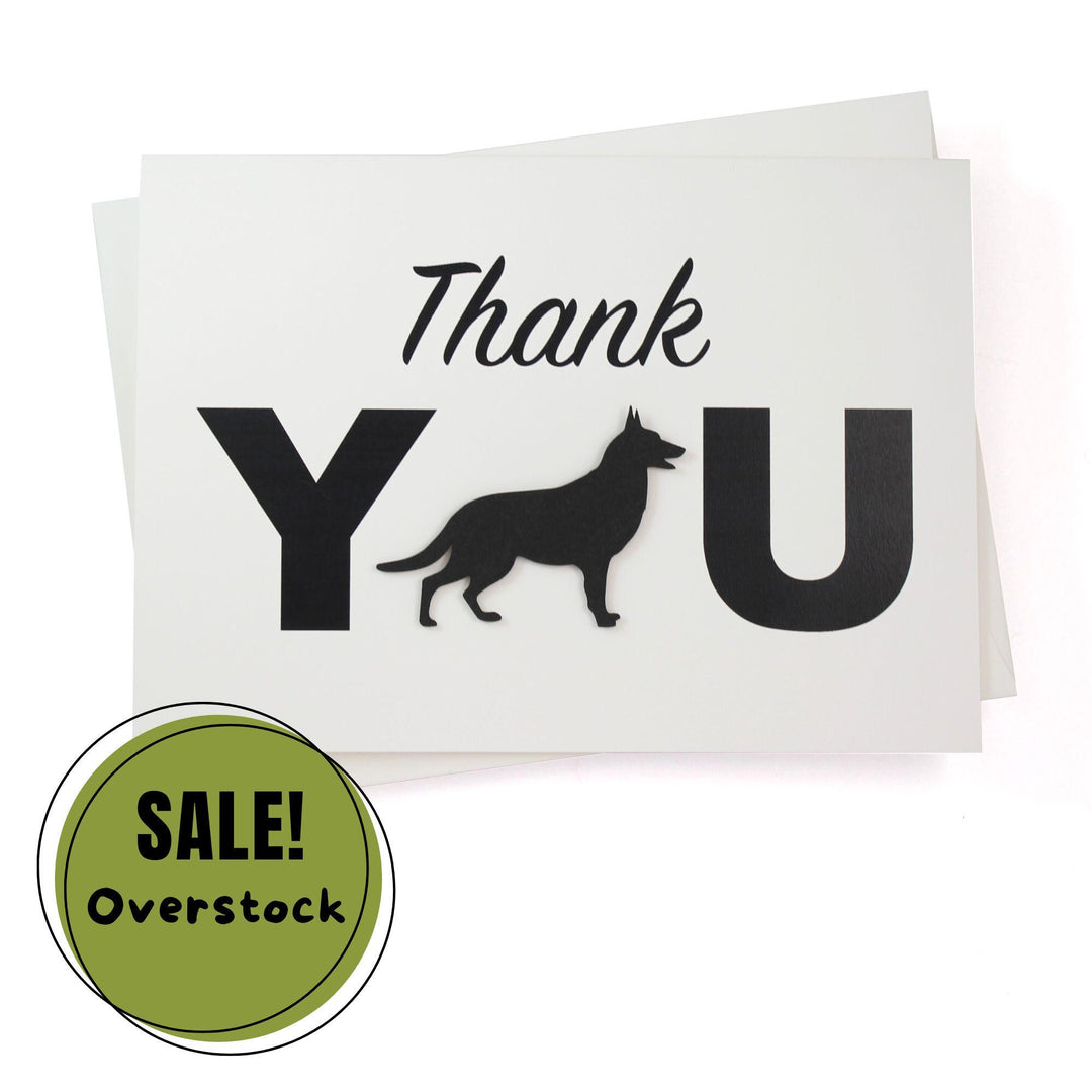 German Shepherd Thank You Card Single | Handmade Dog Silhouette 5x7 Greeting Notecard | White Base with Envelope | Dog Lover
