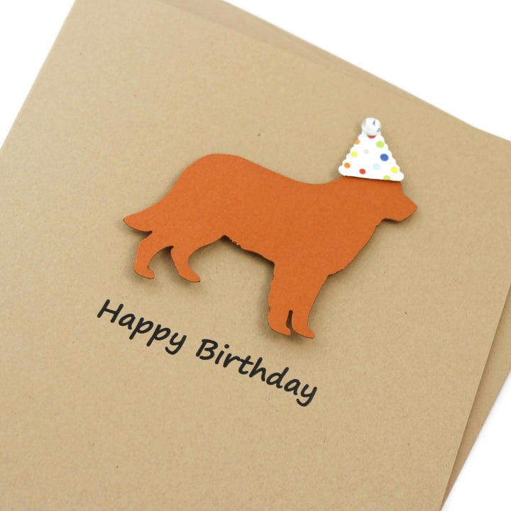 Sample Sale | Golden Retriever Birthday Card Single | Handmade dog Birthday Greeting Card | Confetti Party Hat | Golden Cream