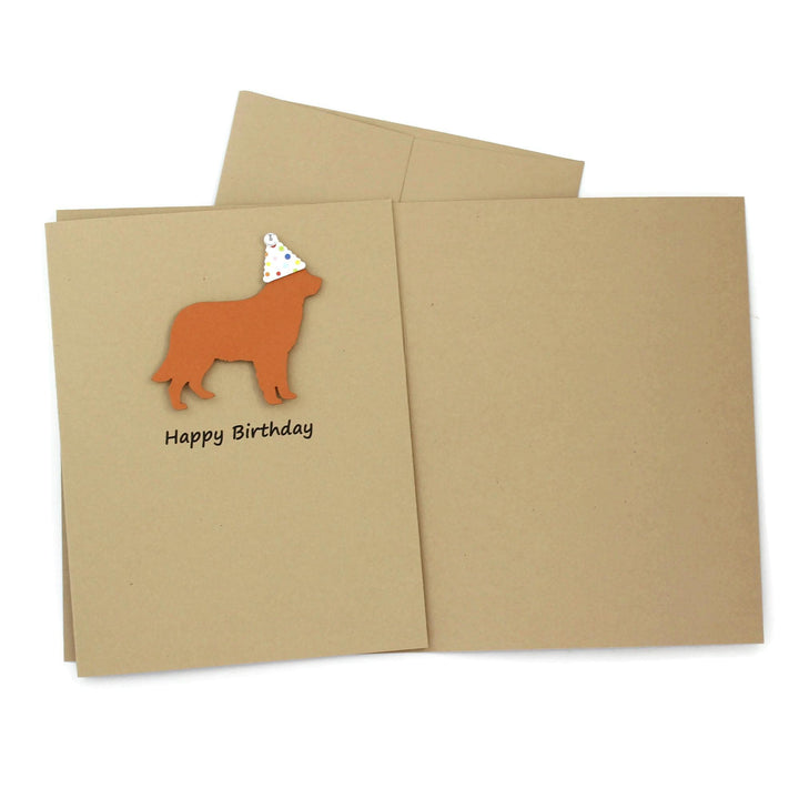 Sample Sale | Golden Retriever Birthday Card Single | Handmade dog Birthday Greeting Card | Confetti Party Hat | Golden Cream
