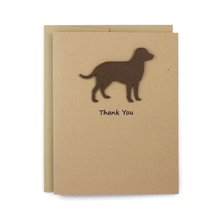 Chocolate Lab Labrador Retriever Thank You Greeting Card Single | Handmade Dog Blank Notecard | Kraft Brown with Envelope | Pet Lover