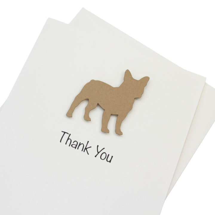 French Bulldog Thank You Greeting Card Single | Handmade Dog Blank Notecard | Fawn Frenchie on white background with envelope Pet Lover