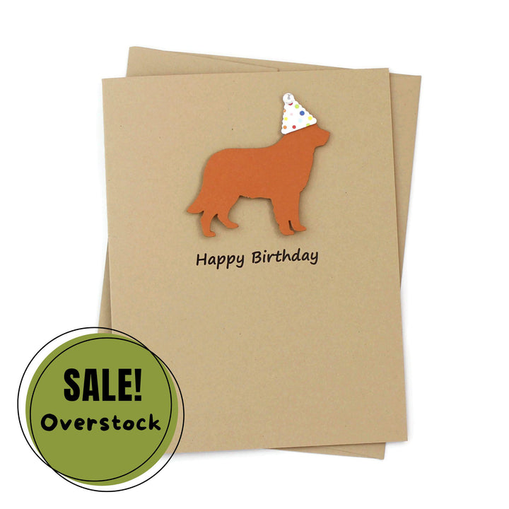 Sample Sale | Golden Retriever Birthday Card Single | Handmade dog Birthday Greeting Card | Confetti Party Hat | Golden Cream