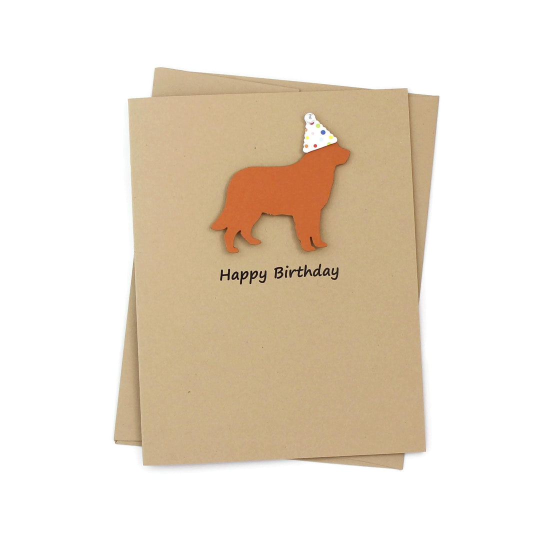 Sample Sale | Golden Retriever Birthday Card Single | Handmade dog Birthday Greeting Card | Confetti Party Hat | Golden Cream