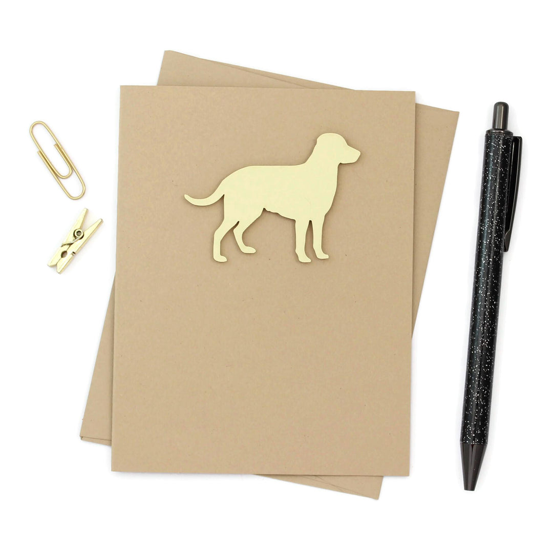 Yellow Lab Labrador Retriever Blank Greeting Card Single | Handmade Dog Blank Notecard | Kraft Brown with Envelope | Pet Lover