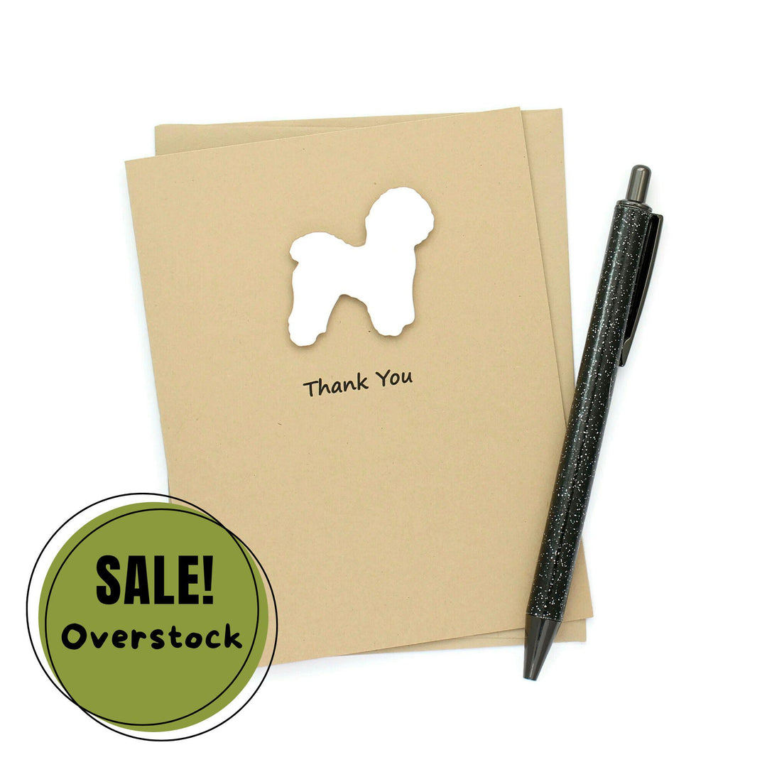 Bichon Frise Thank You Greeting Card Single | Handmade Dog Blank Notecard | Kraft Brown with Envelope | Pet Lover | White Fluffy Pet Lover