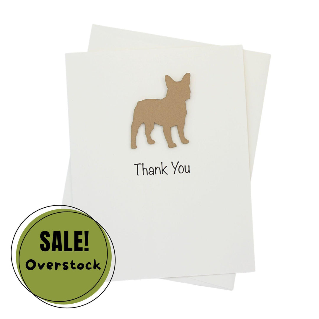 French Bulldog Thank You Greeting Card Single | Handmade Dog Blank Notecard | Fawn Frenchie on white background with envelope Pet Lover