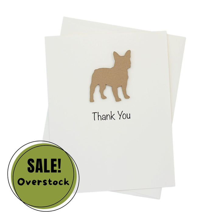 French Bulldog Thank You Greeting Card Single | Handmade Dog Blank Notecard | Fawn Frenchie on white background with envelope Pet Lover