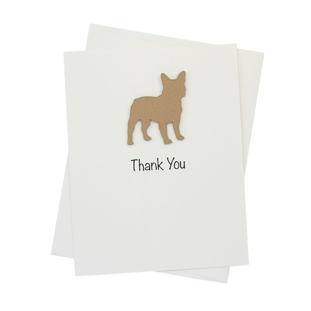 French Bulldog Thank You Greeting Card Single | Handmade Dog Blank Notecard | Fawn Frenchie on white background with envelope Pet Lover
