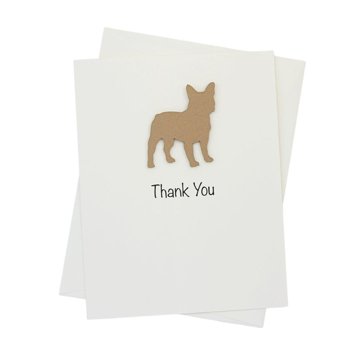 French Bulldog Thank You Greeting Card Single | Handmade Dog Blank Notecard | Fawn Frenchie on white background with envelope Pet Lover