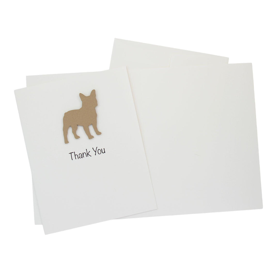French Bulldog Thank You Greeting Card Single | Handmade Dog Blank Notecard | Fawn Frenchie on white background with envelope Pet Lover
